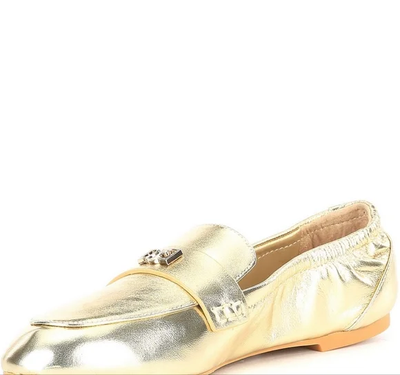 Deltan Women's James Gold Leather Logo Hardware Comfortable Loafers Size 6 - Picture 8 of 11